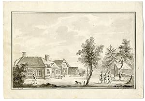 Antique Drawing-RIJSWIJK-HISTORIC VIEW-WITTENBURG INN-Pieper-1798