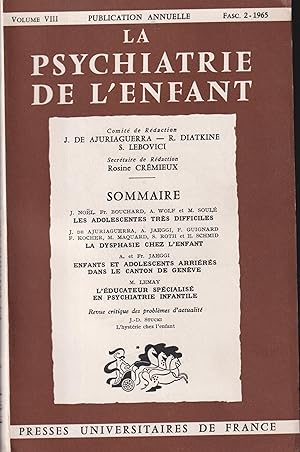 Bild des Verkufers fr La Psychiatrie de l'Enfant. - Volume VIII - Fascicule 2 zum Verkauf von PRISCA