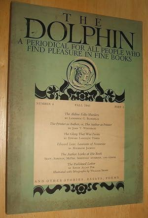 Bild des Verkufers fr The Dolphin Number 4 Part 1 Fall 1940 zum Verkauf von biblioboy