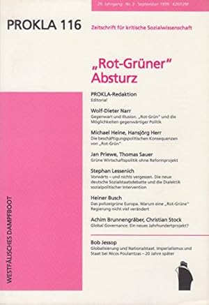 "Rot-Grüner" Absturz. Zeitschrift für kritische Sozialwissenschaft. Prokla Band 116 = Jg. 29, Nr. 3