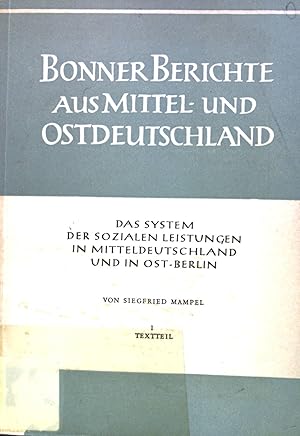 Bild des Verkufers fr Das System der sozialen Leistungen in Mitteldeutschland und in Ost-Berlin. zum Verkauf von books4less (Versandantiquariat Petra Gros GmbH & Co. KG)