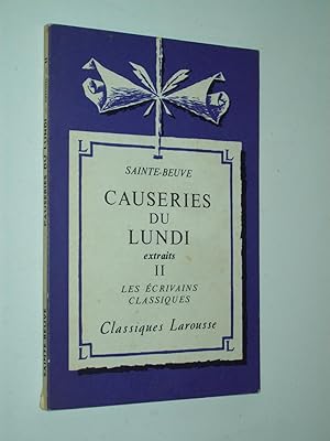 Image du vendeur pour Causeries du Lundi - extraits II [Classiques Larousse] mis en vente par Rodney Rogers