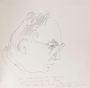 Seller image for Eigenhndige Bleistift-Portrait-Zeichnung mit Widmung und Unterschrift in: Ders. Zeichnungen 1979-1983. Radierungen 1970-1983. for sale by Antiquariat Knll