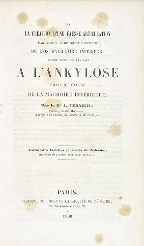 De la création d'une fausse articulation par section ou résection partielle de l'os maxillaire in...