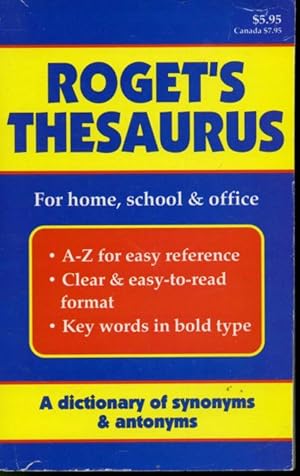 Imagen del vendedor de Roget's Thesaurus : A Dictionary of Synonyms & Antonyms a la venta por Librairie Le Nord