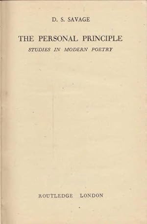 The Personal Principle. Studies in Modern Poetry