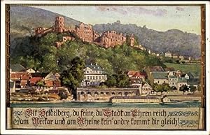 Bild des Verkufers fr Knstler Ansichtskarte / Postkarte Durst, J., Heidelberg am Neckar, Vers von von Scheffel zum Verkauf von akpool GmbH