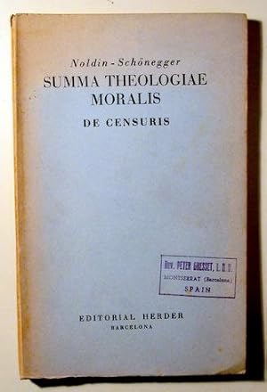 Image du vendeur pour SUMMA THEOLOGIAE MORALIS. DE CENSURIS - Barcelona 1945 - Libro en latn mis en vente par Llibres del Mirall