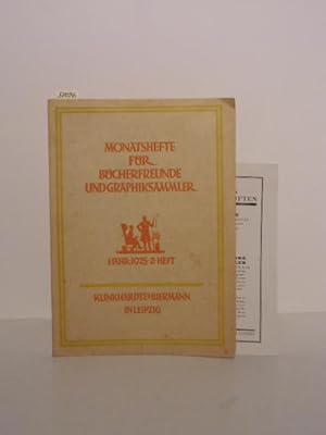 Imagen del vendedor de Monatshefte fr Bcherfreunde und Graphiksammler. Monatshefte fr Bcherfreunde und Graphiksammler. 1. Jahr 1925, 2. Heft. a la venta por Kunstantiquariat Rolf Brehmer