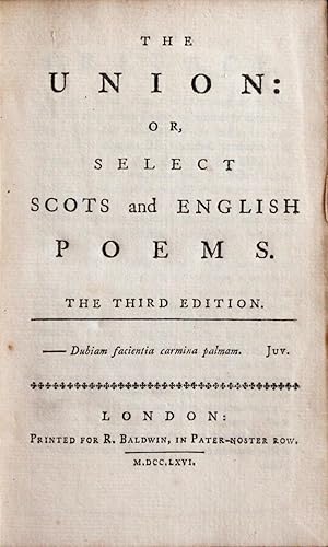 Seller image for The Union: or, select Scots and English Poems for sale by Chesil Books