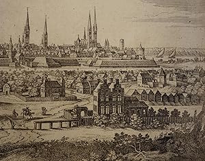 Bild des Verkufers fr Ansicht von Lubecca Lbeck. (Wthrich IV, S.377, Nr. 35). Aus: Topographia Saxoniae Inferioris (Niedersachsen, heute: Schleswig-Holstein). zum Verkauf von Versandantiquariat Christine Laist