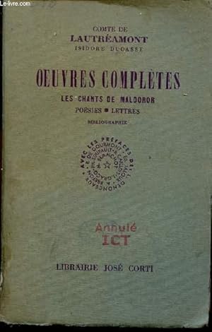 Seller image for Oeuvres compltes les chants de Maldoror posies, lettres. for sale by Le-Livre