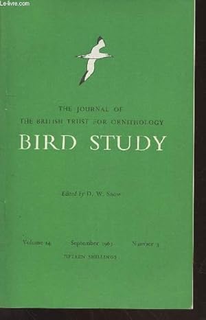 Seller image for Bird Study Vol 14 n3 September 1967 : The journal of the British Trust for Ornithology. Sommaire : The Starling as a passage migrant in Holland - Breeding biology of the Corvidae - Prey taken by the Barn Owl in England and Wales - etc. for sale by Le-Livre