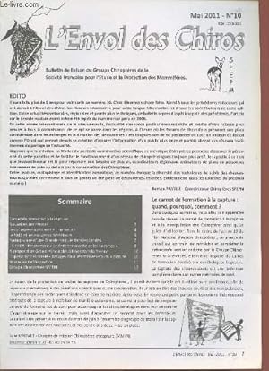 Image du vendeur pour L'Envol des Chiros - Bulletin de liaison du Groupe Chiroptres n10 - Mai 2011. Sommaire : Triste dcouverte dans le Cher - Des nichoirs en altitude - Contrle des colonies - Les chauves-souris sont  l'honneur ! - Radiopistage d'une Grande noctule etc. mis en vente par Le-Livre