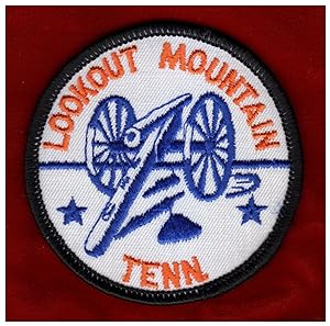 Vintage "Lookout Mountain Tenn.", Embroidered Souvenir Patch with Cannon. Round, 3" Diameter. Sca...