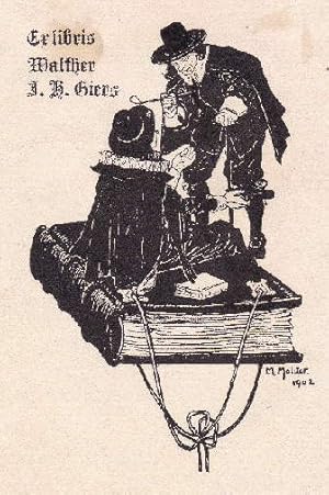 Imagen del vendedor de Exlibris fr der Buchhndler J.H.Giers in Leipzig. Klischedruck von M.Molitor. a la venta por Antiquariat Heinz Tessin