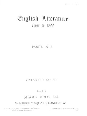 Image du vendeur pour English Literature Prior To 1800. . mis en vente par WeBuyBooks