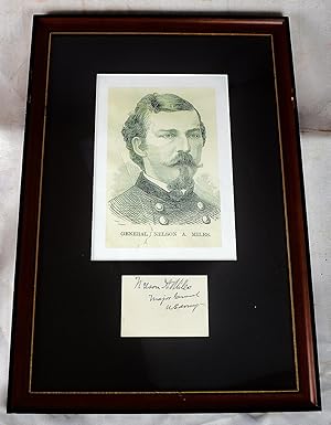 Clipped signature of General Nelson A. Miles: Framed portrait, under glass (Civil War, Indian War...