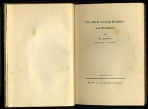 Bild des Verkufers fr Von Mecklenburgs Geschichte und Volksart. zum Verkauf von Antiquariat Liberarius - Frank Wechsler
