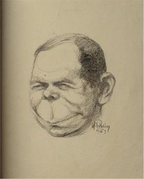 Portrait Caricature of a Man. Original Drawing.