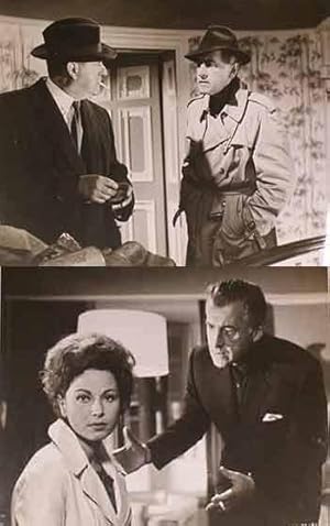 Set of 2 (two): Stewart Granger, Haya Harareet, and Bernard Lee in  The Secret Partner , 1961.