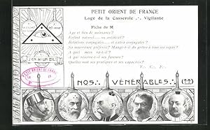 Ansichtskarte Petit Orient de France, Loge de la Casserole -Vigilante, Freimaurer