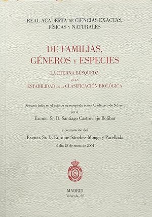 Bild des Verkufers fr De familias, gneros y especies: la eterna bsqueda de la esstabilidad en la clasificacin biolgica zum Verkauf von Acanthophyllum Books