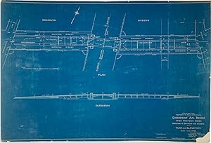 Greenpoint Ave. Bridge over Newtown Creek. Plan and Elevation Blueprint mounted to foam board, 27...