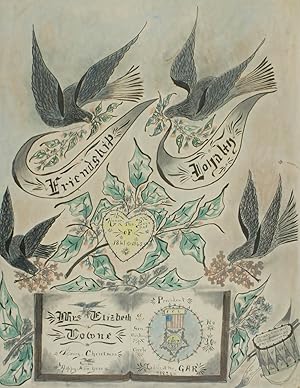 Folk Art Memorial Drawing to the 54th Massachusetts Infantry, Presented to the Ladies of the G.A.R.