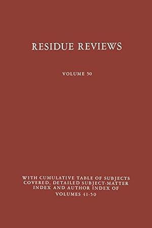 Bild des Verkufers fr Residue Reviews (Reviews of Environmental Contamination and Toxicology (50)) zum Verkauf von NEPO UG