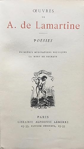 Seller image for Posies. Premires mditations potiques; La mort de Socrate. for sale by Jack Baldwin Rare Books