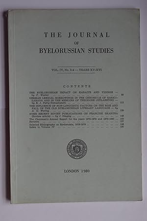 The Journal of Byelorussian StudiesVol IV No 3-4