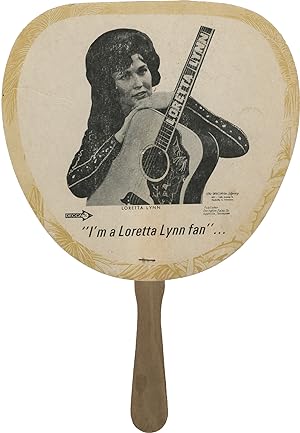 Bild des Verkufers fr Original promotional "I'm a Loretta Lynn fan" paddle hand fan zum Verkauf von Royal Books, Inc., ABAA
