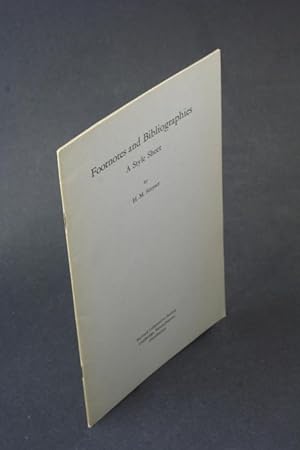 Bild des Verkufers fr Footnotes and bibliographies; a style sheet. zum Verkauf von Steven Wolfe Books
