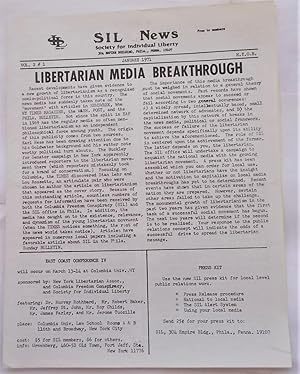 Bild des Verkufers fr SIL (Society for Individual Liberty) News (Vol. 2 #1 - January 1971) (Newsletter) zum Verkauf von Bloomsbury Books