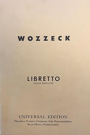 Seller image for Georg Buchner's Wozzeck; Opera in 3 (three) Acts; op. 7; Libretto, English Translation for sale by Red Feather Books