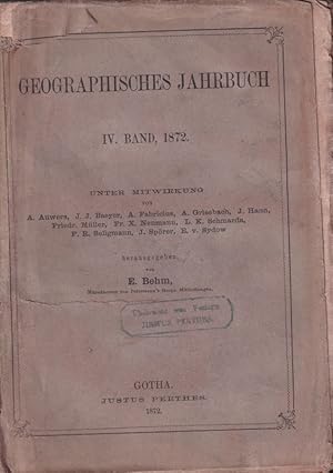 Bild des Verkufers fr Geographisches Jahrbuch IV.Band 1872 zum Verkauf von Clivia Mueller