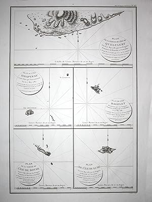 "Plan de la partie de l'ile Quelpaert" / "Plan de l'ile Hoapinsu" / "Plan de l'ile Dagelet" / "Pl...