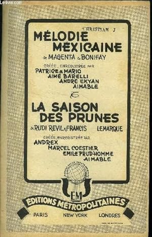 Seller image for Mlodie mexicaine pour contrebasse guitare/ La saison des prunes pour contrebasse guitare for sale by Le-Livre