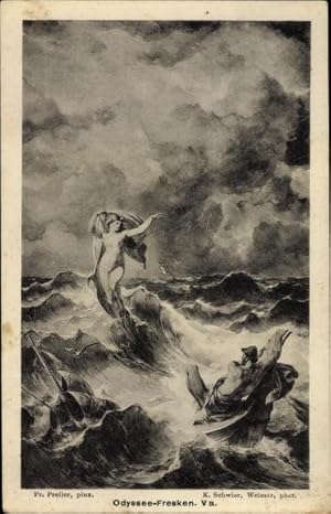 Image du vendeur pour Knstler Ansichtskarte / Postkarte Preller, Fr., Odyssee Fresken V a, Rettung des Odysseus durch Leukothea mis en vente par akpool GmbH