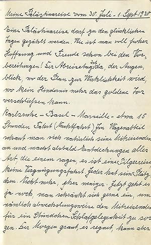 "Meine Palästinareise vom 30. Juli - 1. Sept. 1930." Deutsche Handschrift auf Papier. Lateinische...