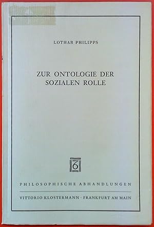 Immagine del venditore per Zur Ontologie der sozialen Rolle venduto da biblion2