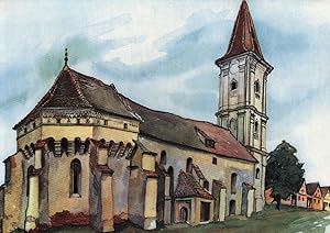 Image du vendeur pour Seica Mare - Marktschelken (Kreis Sibiu) Kirchenburg in Siebenbrgen,Kunstdruck nach einem Aquarell. mis en vente par Antiquariat Kastanienhof