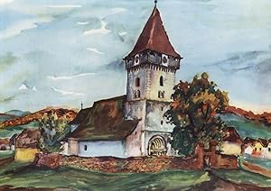 Image du vendeur pour Toarcla - Tarteln (Kreis Sibiu) Kirchenburg in Siebenbrgen,Kunstdruck nach einem Aquarell. mis en vente par Antiquariat Kastanienhof