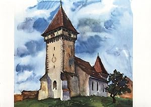 Image du vendeur pour Veseud- Zied (Kreis Sibiu) Kirchenburg in Siebenbrgen,Kunstdruck nach einem Aquarell. mis en vente par Antiquariat Kastanienhof