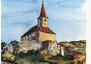 Image du vendeur pour Dobirca - Dobring (Kreis Sibiu) Kirchenburg in Siebenbrgen,Kunstdruck nach einem Aquarell. mis en vente par Antiquariat Kastanienhof