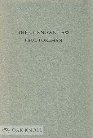 Immagine del venditore per UNKNOWN LAW.|THE venduto da Oak Knoll Books, ABAA, ILAB