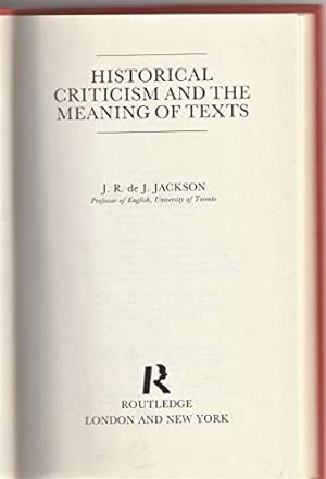 Seller image for Historical Criticism and the Meaning of Texts (Routledge Library Editions: Literary Theory) for sale by NEPO UG