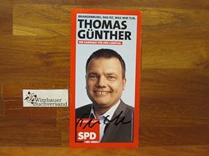 Seller image for Original Autogramm Thomas Gnther MdL Brandenburg SPD /// Autogramm Autograph signiert signed signee for sale by Antiquariat im Kaiserviertel | Wimbauer Buchversand