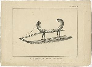 Antique Print of a Kamchatka Sleigh by Cook (1803)